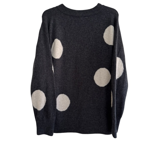 Madewell Dotted Bartlett V-Neck Pullover Sweater in Coziest Yarn Grey White M - Picture 4 of 8